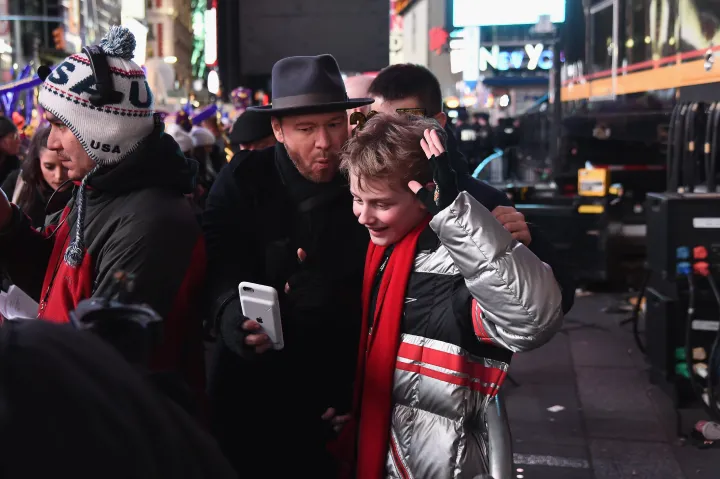Donnie Wahlberg and Evan Joseph Asher snapped selfies at Dick Clark's New Year's Rockin' Eve 2017 in Times Square, NYC on December 31, 2016.Donnie Wahlberg and Evan Joseph Asher snapped selfies at Dick Clark's New Year's Rockin' Eve 2017 in Times Square, NYC on December 31, 2016.