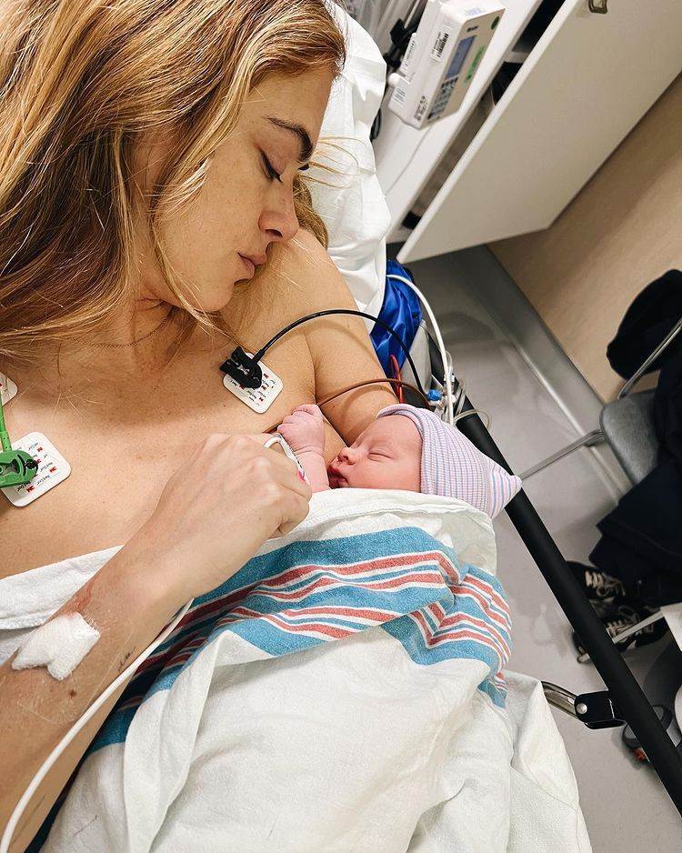 Emily Wickersham and her newborn son, Cassius.