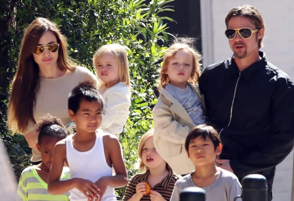 Brad Pitt and Angelina Jolie with their children